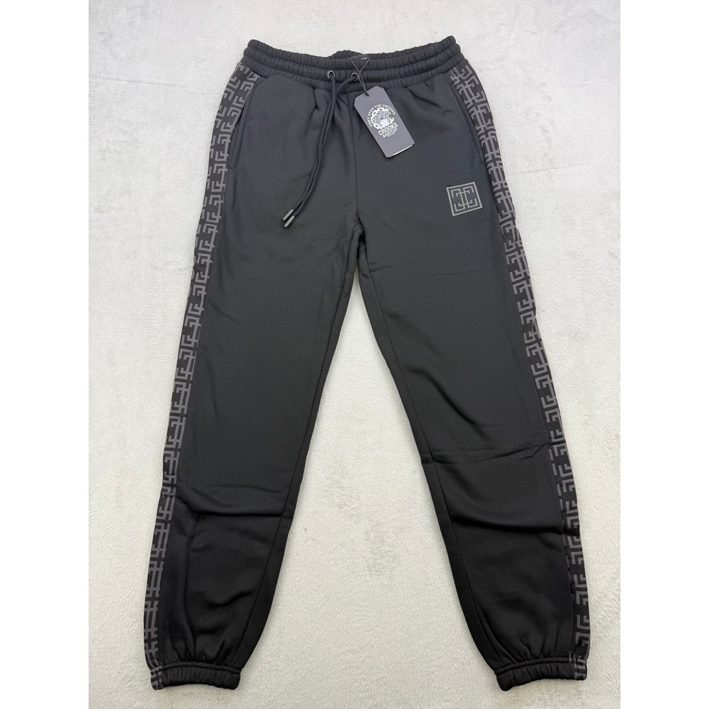 Crooks and‎ Castles Pants Mens Medium Black Jogger Sweatpants Geometric